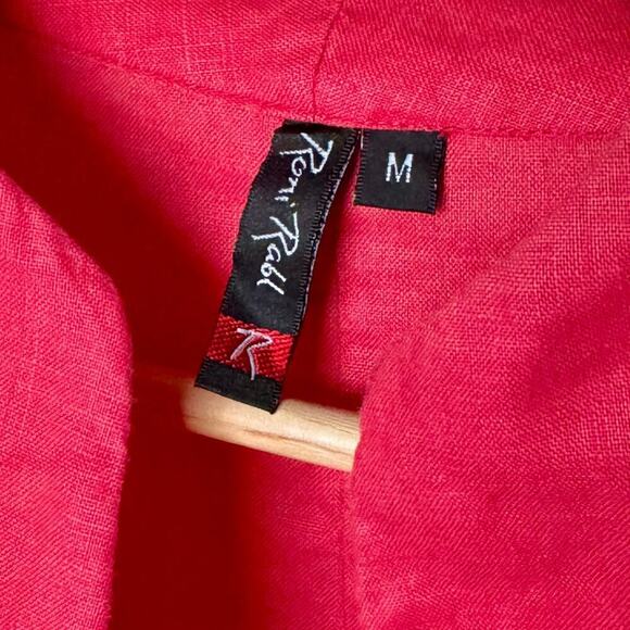 Roni Rabl 100% Linen Relaxed Boxy Jacket Lagenlook Blazer Coral Size M - Picture 10 of 11